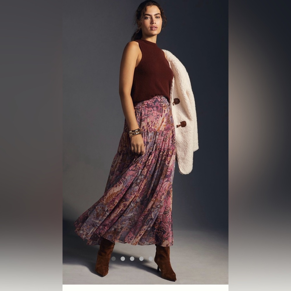 MISA LOS ANGELES Floral Pink Maxi Skirt
